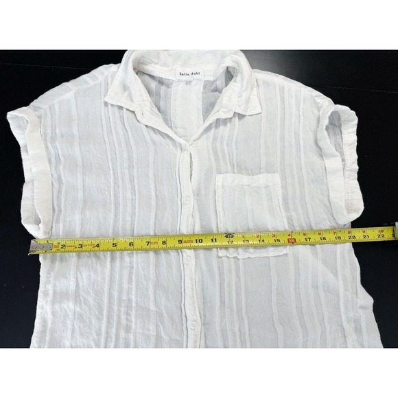 BELLA DAHL Pintucked Shirt White Button Up Short Sleeve MINT - Picture 12 of 14
